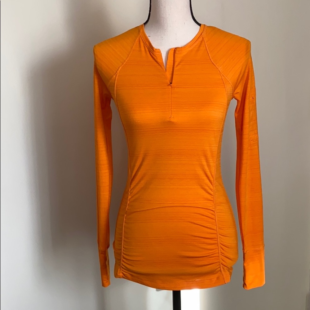 ATHLETA Long Sleeve Orange Sports Tee Size XS